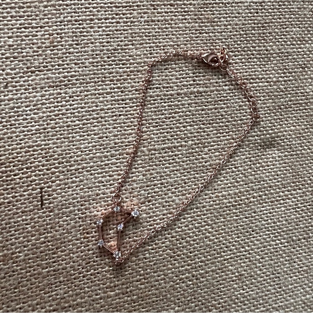 Rose gold tone crystal stud constellation bracelet Capricorn dainty minimal